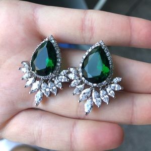 Emerald statement earrings